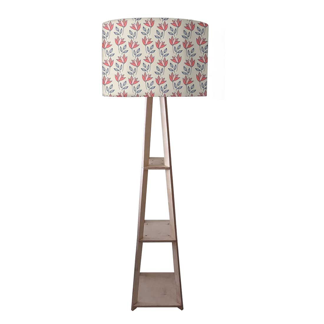 Standing Lamps For Living Room - Red Grey Flowers