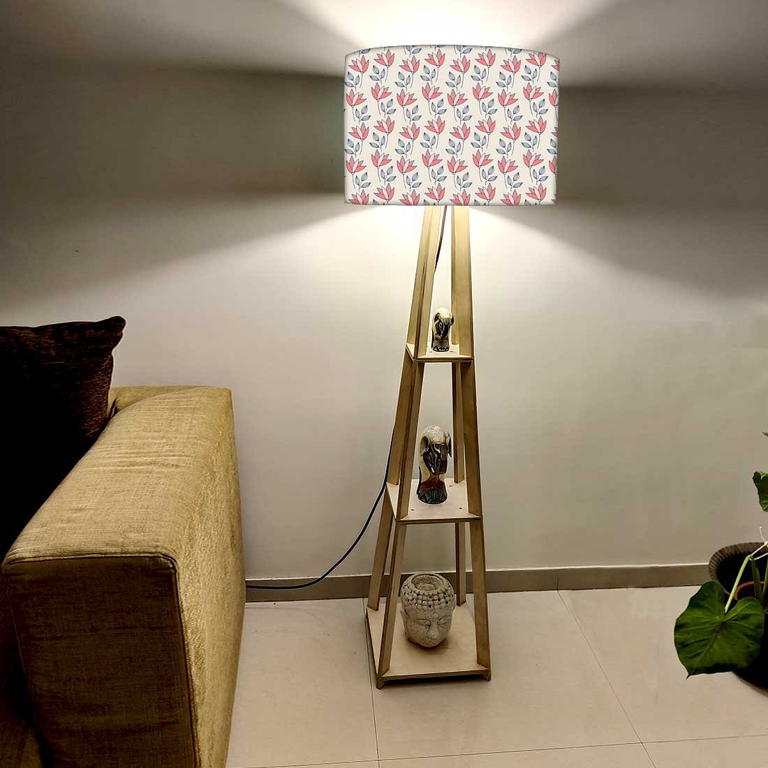 Standing Lamps For Living Room - Red Grey Flowers - Image 2