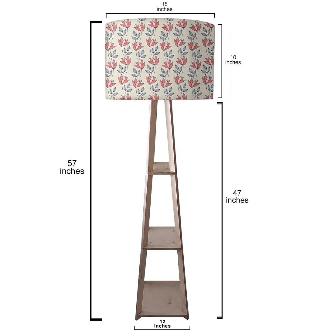 Standing Lamps For Living Room - Red Grey Flowers - Image 3