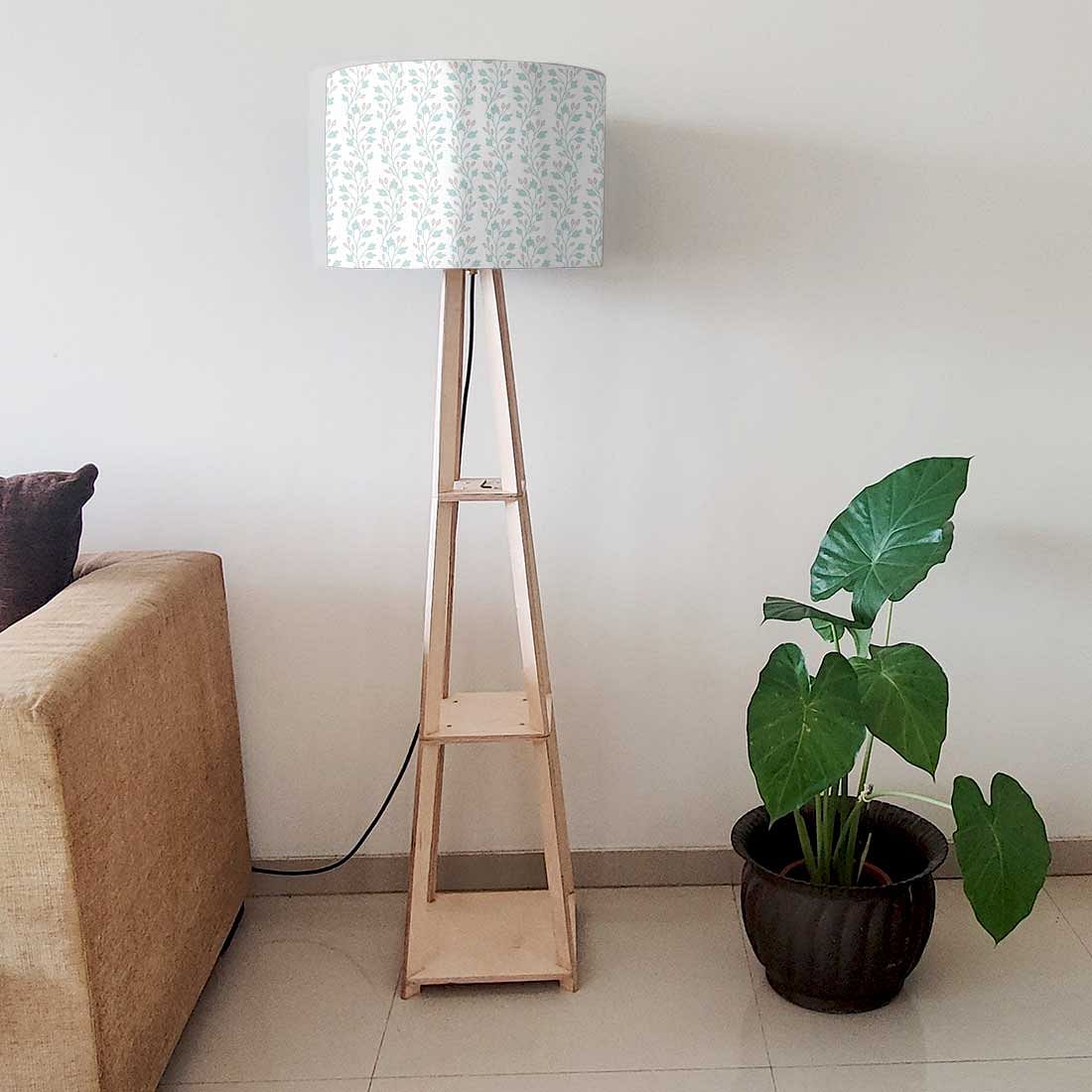 Large Wooden Floor Lamp - White Flowers - Image 6