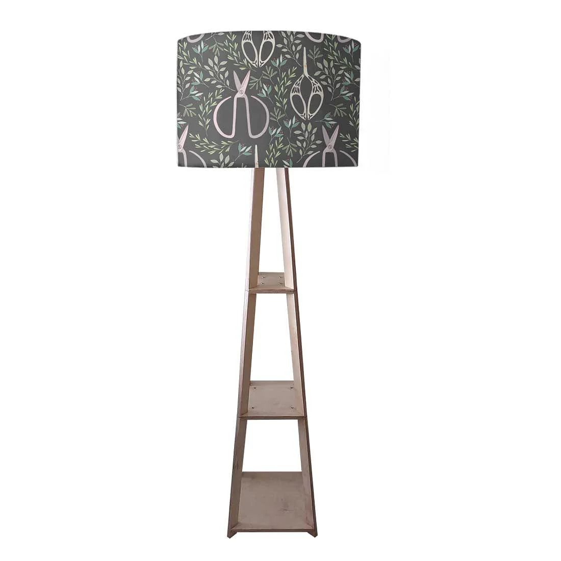 Wooden Corner Lamps with Shelves - Leaves Scissors