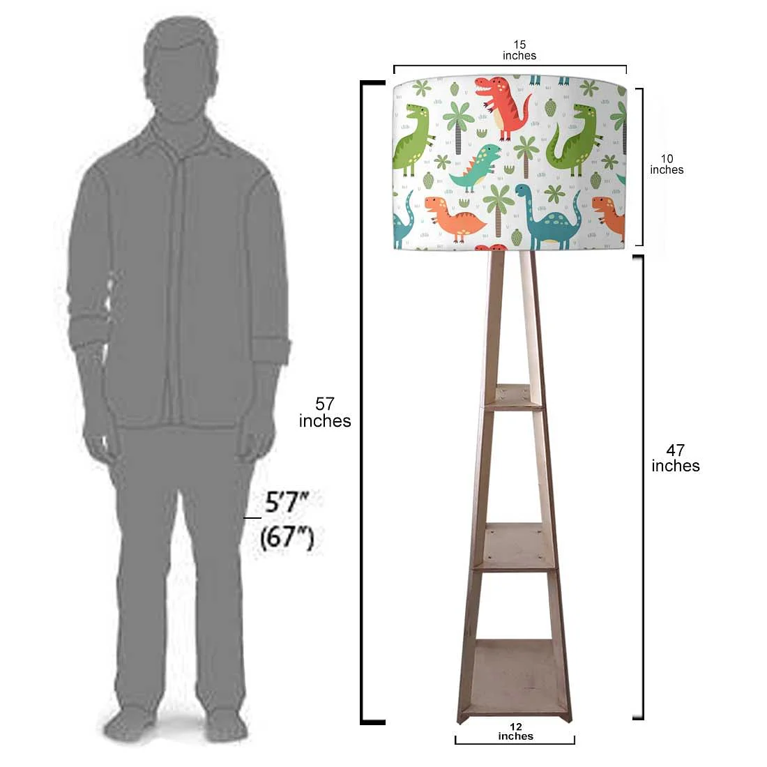 Wooden Tripod Floor Lamp for Kids Bedroom - Dinosaur - Image 7