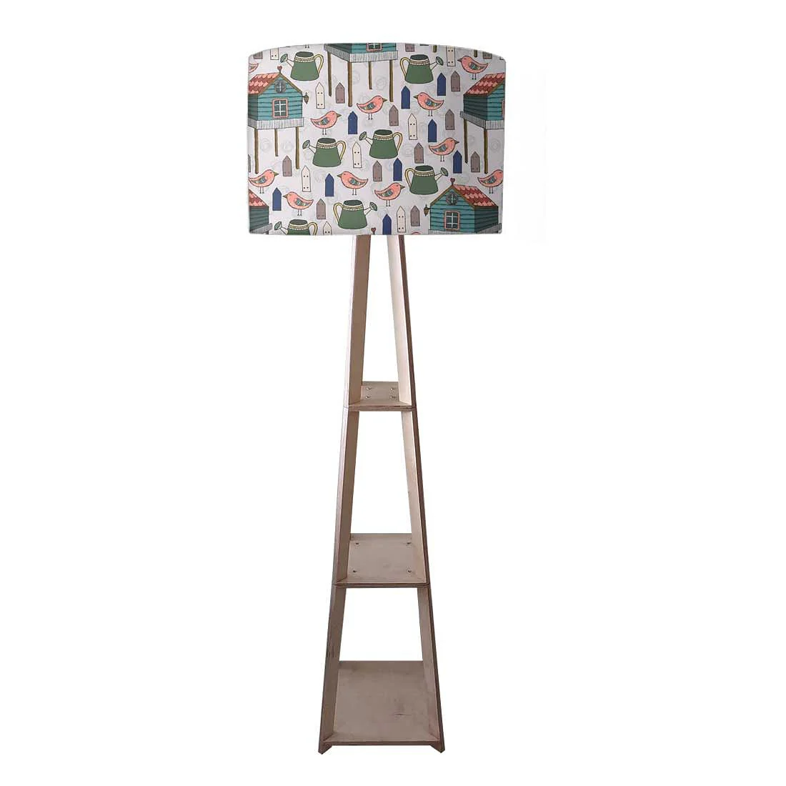 Tall Wooden Standing Lamps - Birds & Their Home
