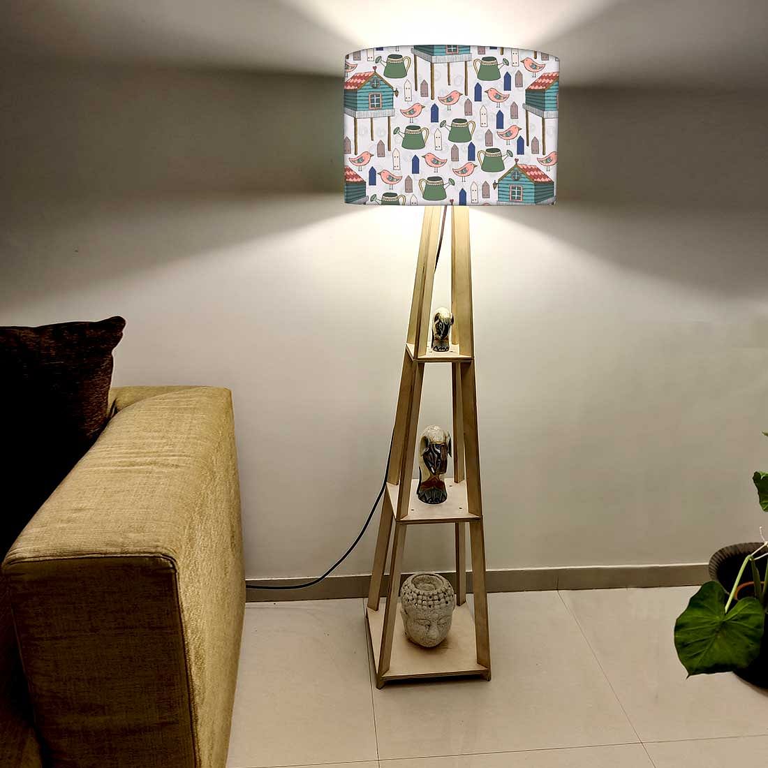 Tall Wooden Standing Lamps - Birds & Their Home - Image 2