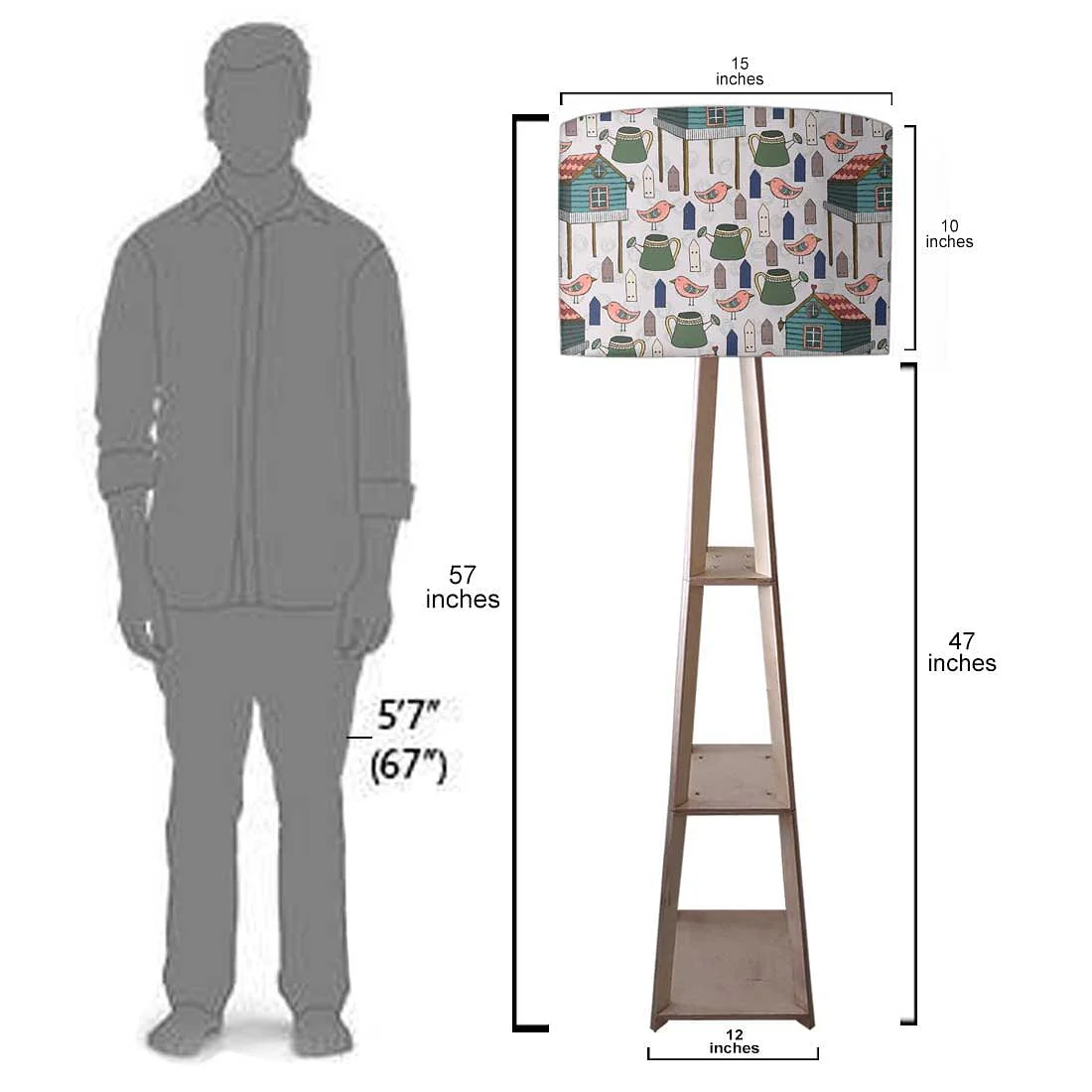 Tall Wooden Standing Lamps - Birds & Their Home - Image 7
