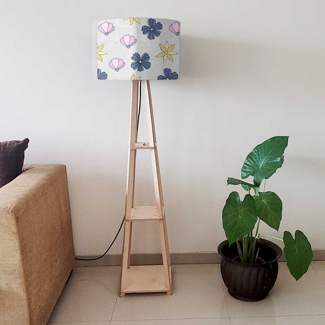 Outdoor Floor Lamp with Shelf for House - Sweet Flowers