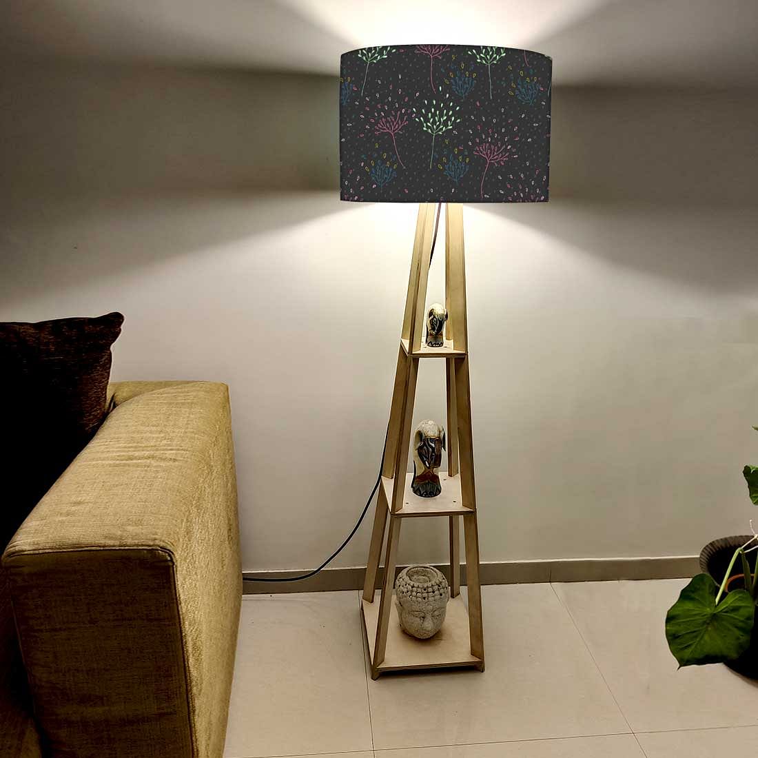 Floor Lamps for Living Room - Leaves On Black - Image 2
