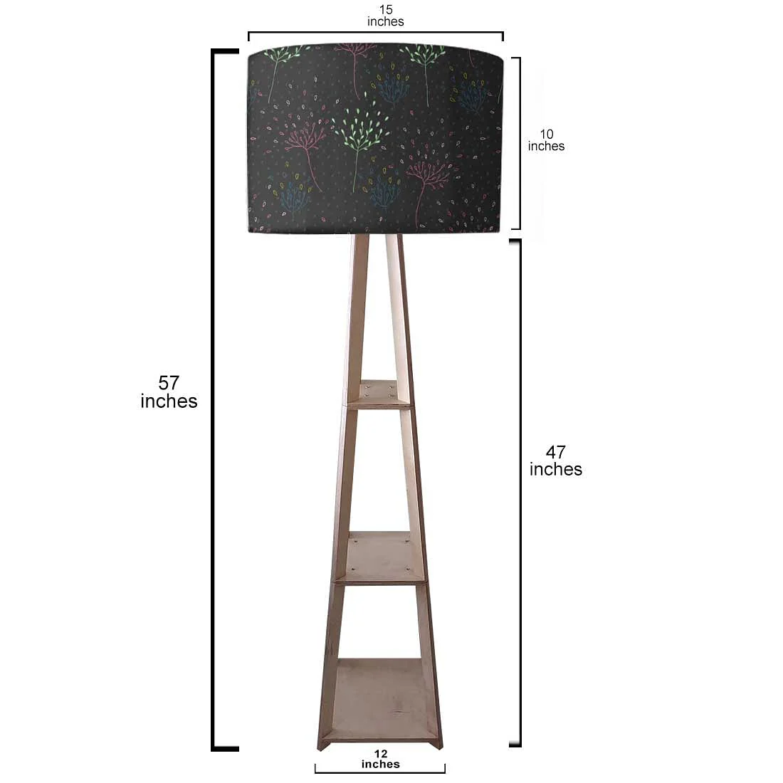 Floor Lamps for Living Room - Leaves On Black - Image 3