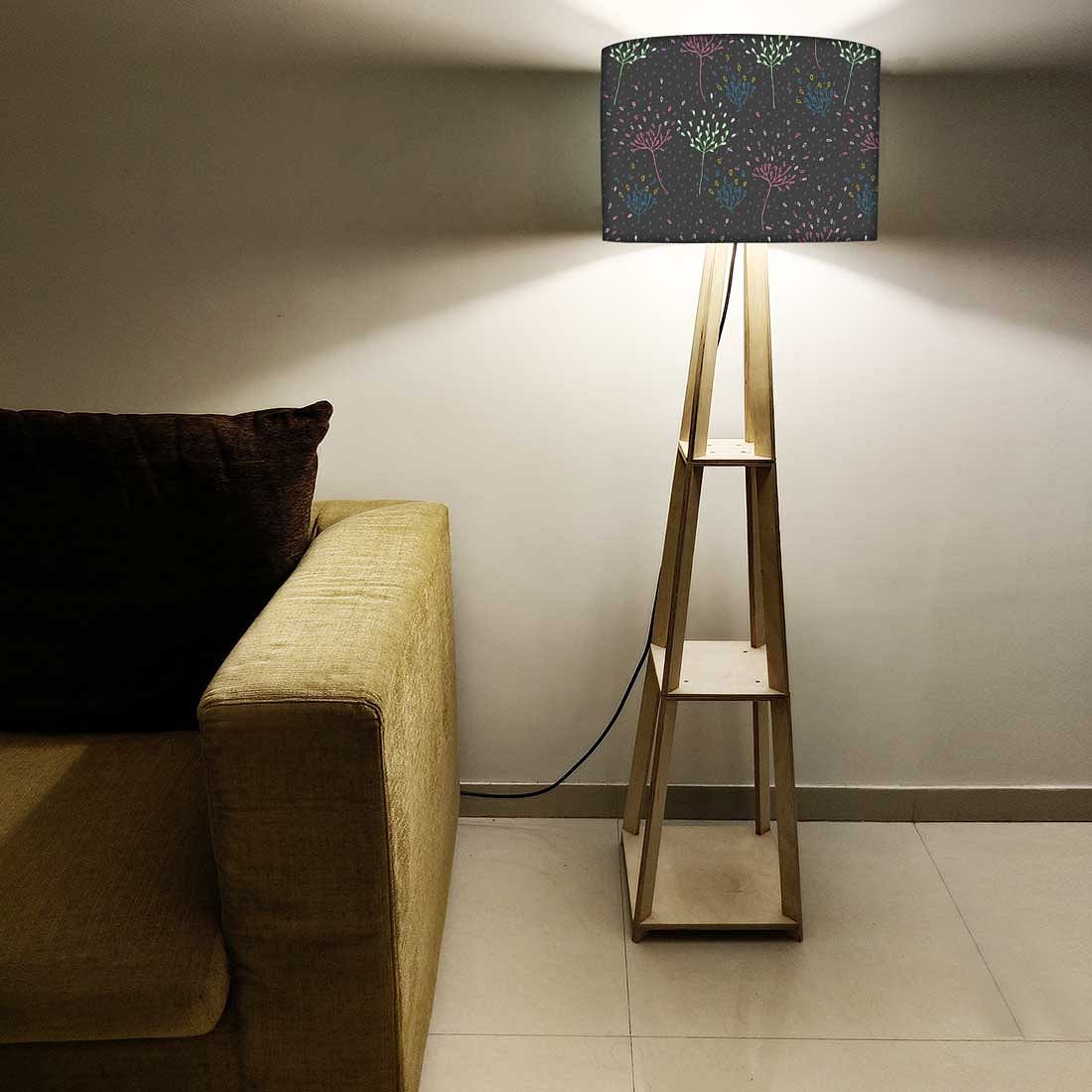 Floor Lamps for Living Room - Leaves On Black - Image 5