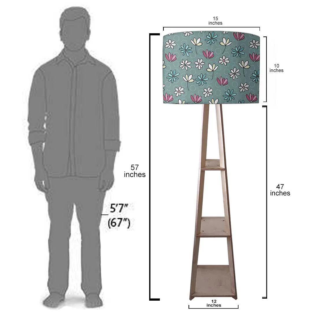 Floor Lamp with Shelves - Sweet Flowers - Image 7