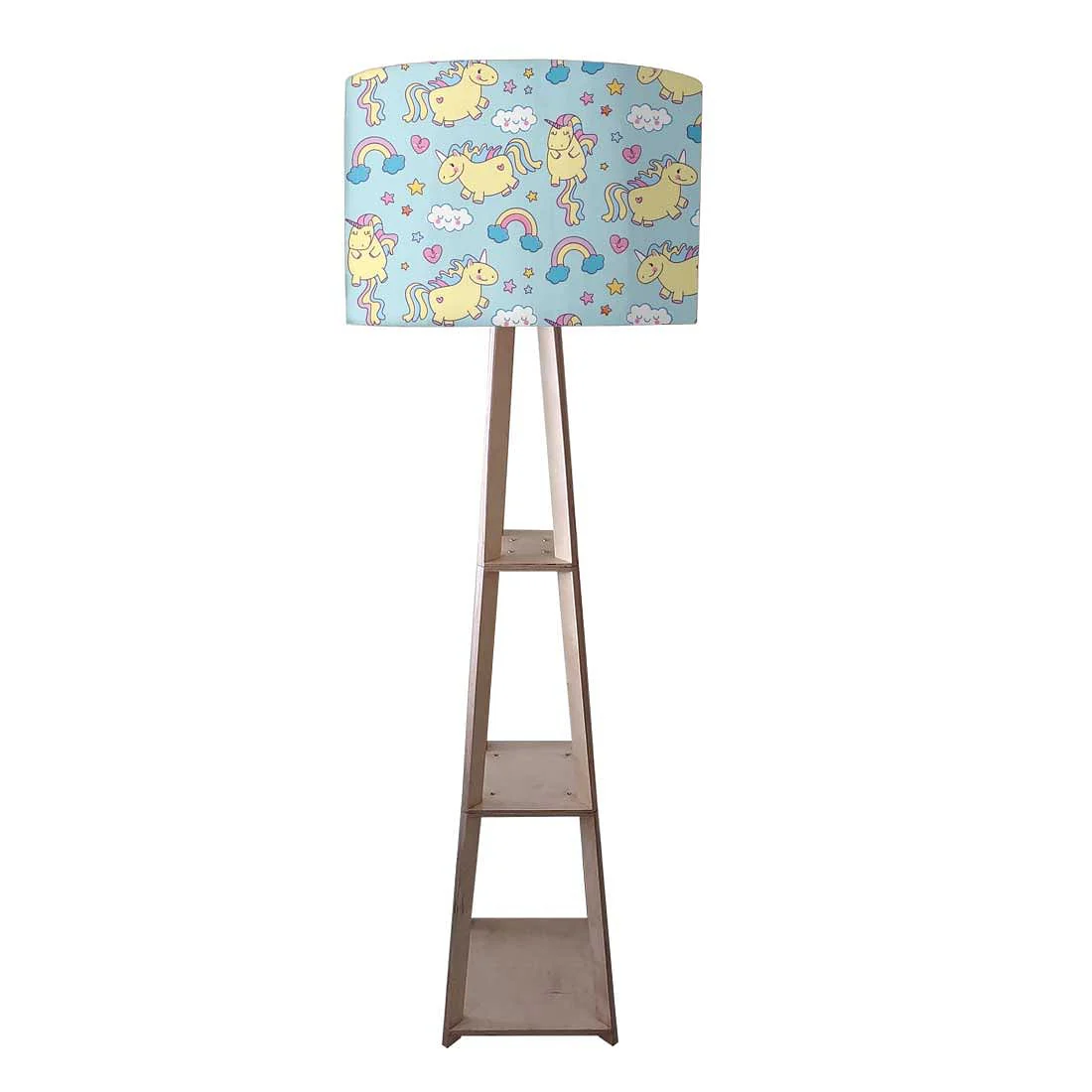 Tall Wooden Standing Lamps - Yellow Unicorn
