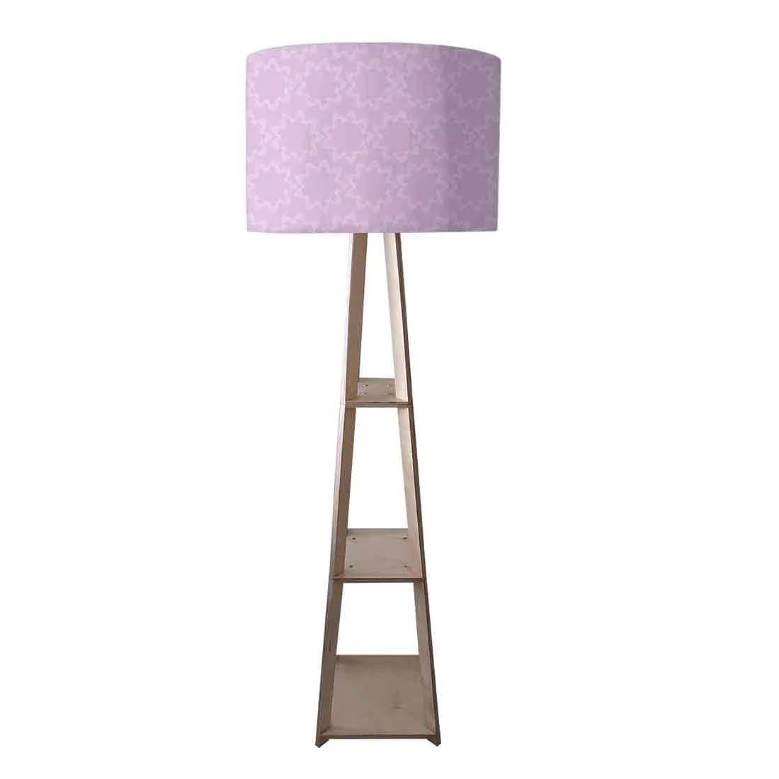 Shelf Tripod Floor Lamp - Purple Floral Design