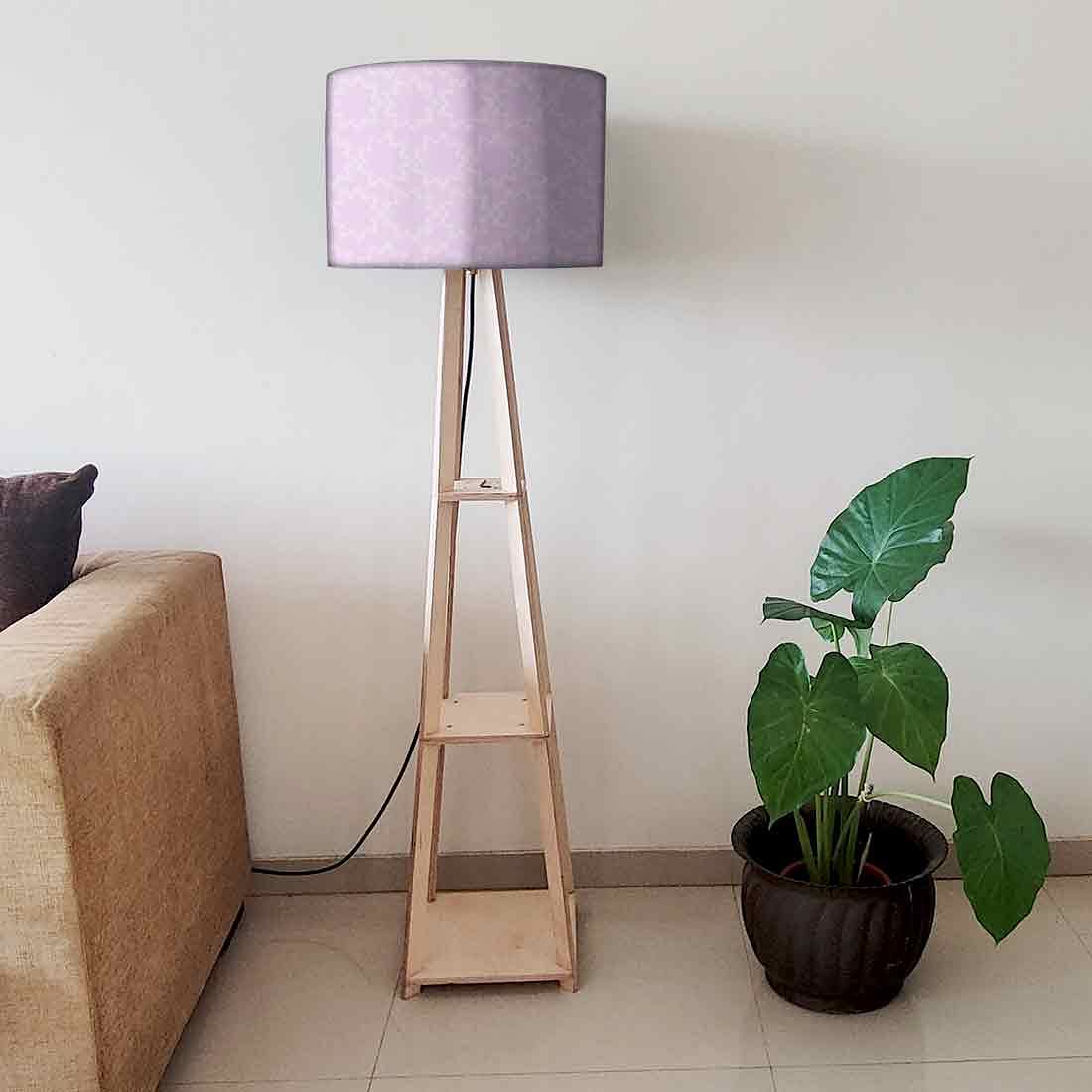 Shelf Tripod Floor Lamp - Purple Floral Design - Image 6