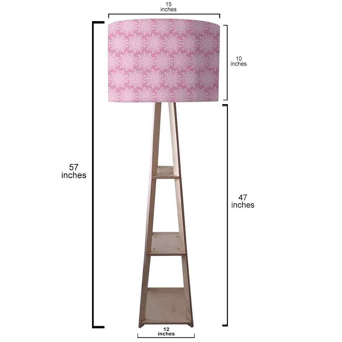 Wooden Tripod Floor Lamp  -   Pink Flower - Image 3