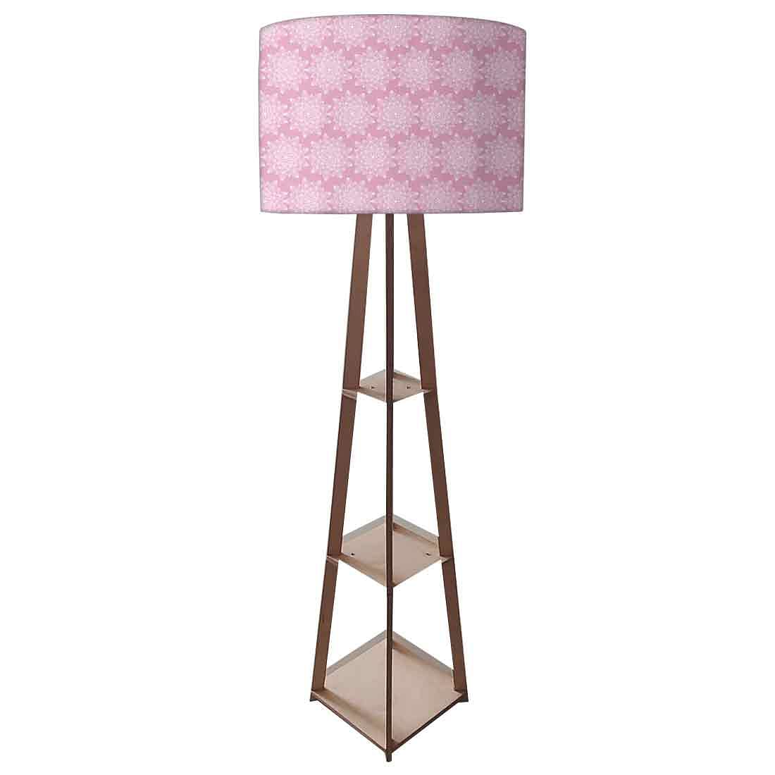 Wooden Tripod Floor Lamp  -   Pink Flower - Image 4