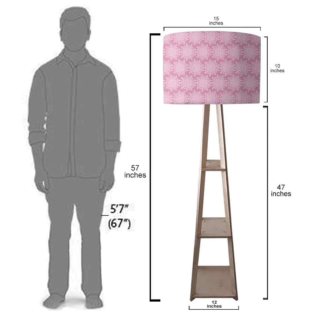 Wooden Tripod Floor Lamp  -   Pink Flower - Image 7