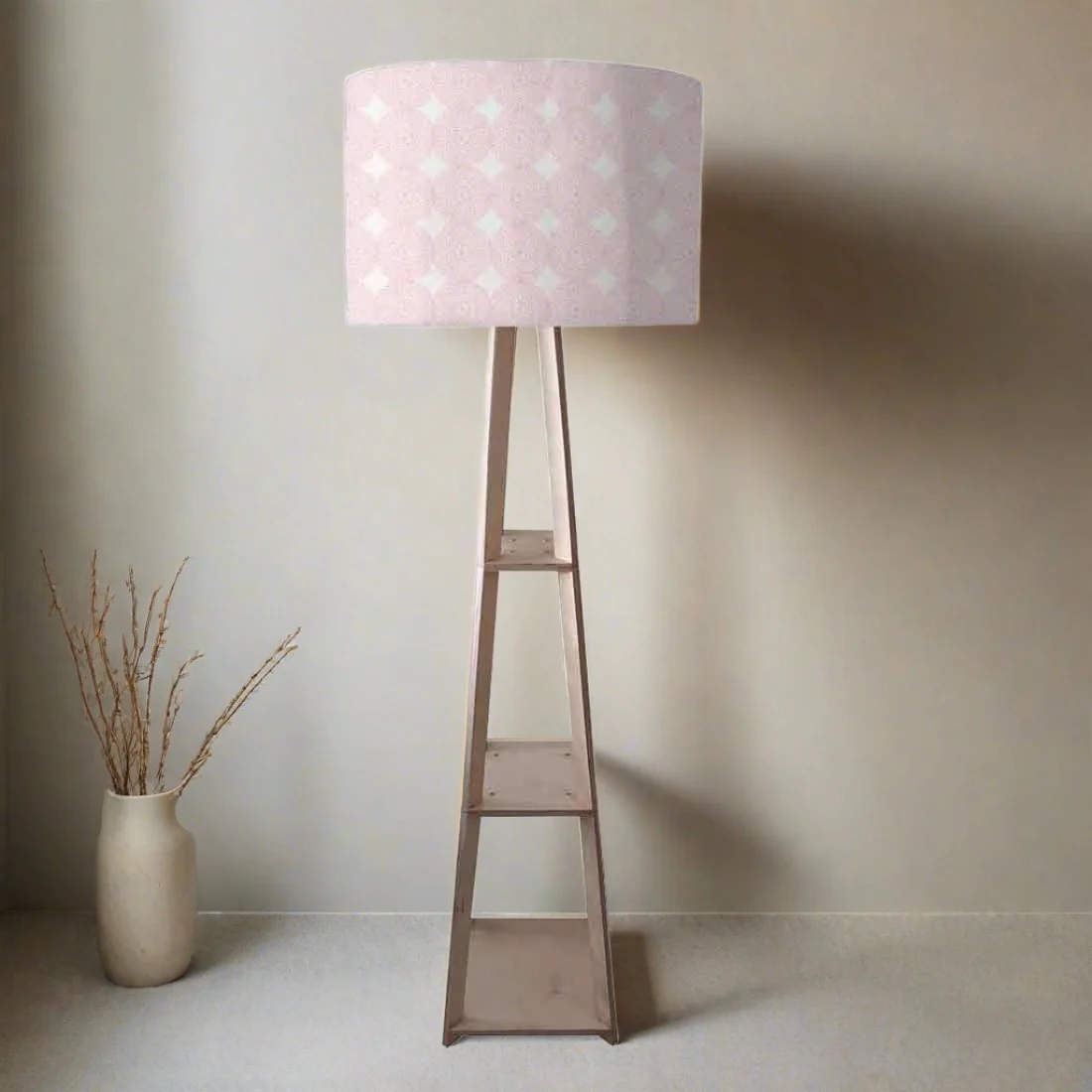 Pink Wooden Floor Lamps Online for Bedroom