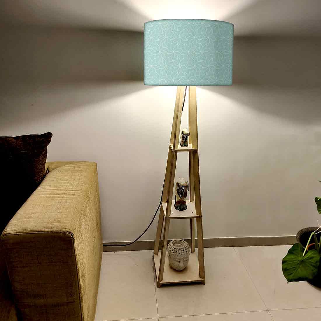 Small Wooden Floor Lamp - Flower Pattern Design - Image 2