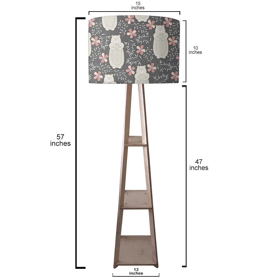Standing Wooden Tripod Light - Bear and Flower - Image 3