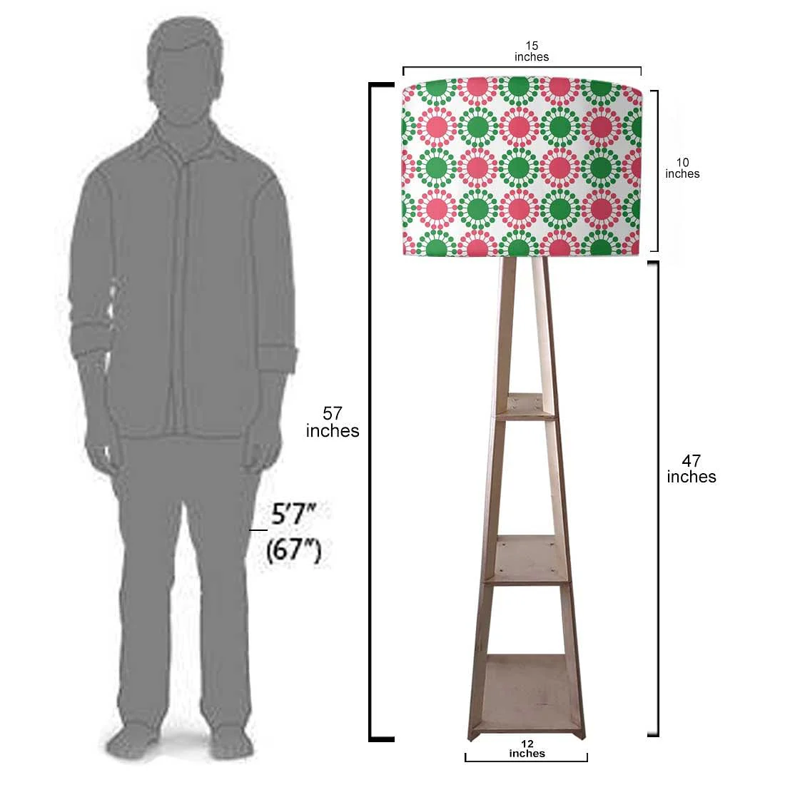 Large Wooden Floor Lamp - Blue Mathematical Design - Image 7