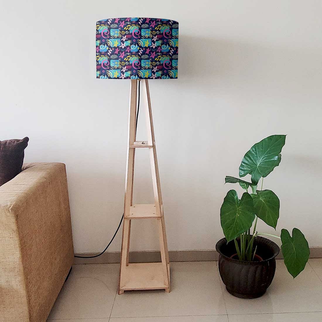 Small Wooden Floor Lamp - Purple Mathematical Design - Image 6