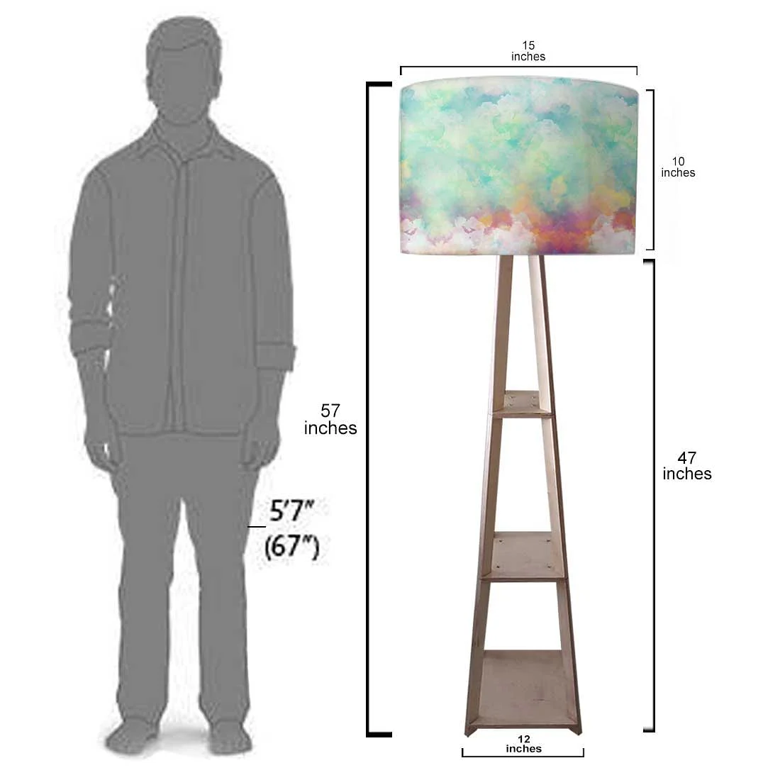 Small Wooden Floor Lamp - Purple Mathematical Design - Image 7