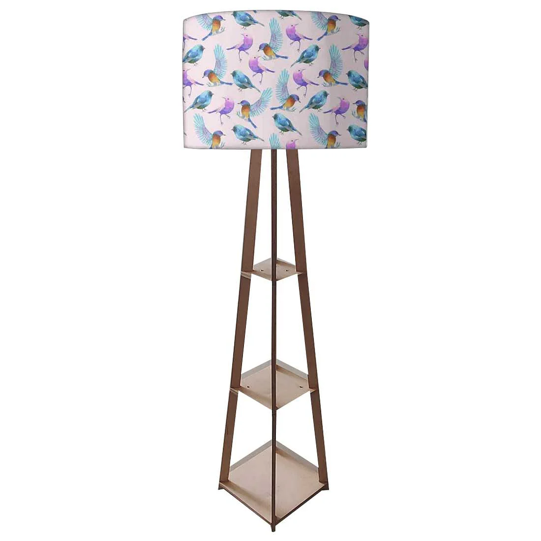 Wooden Floor Lamp - Watercolor Birds - Image 4
