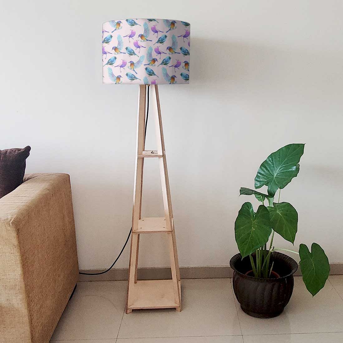 Wooden Floor Lamp - Watercolor Birds - Image 6
