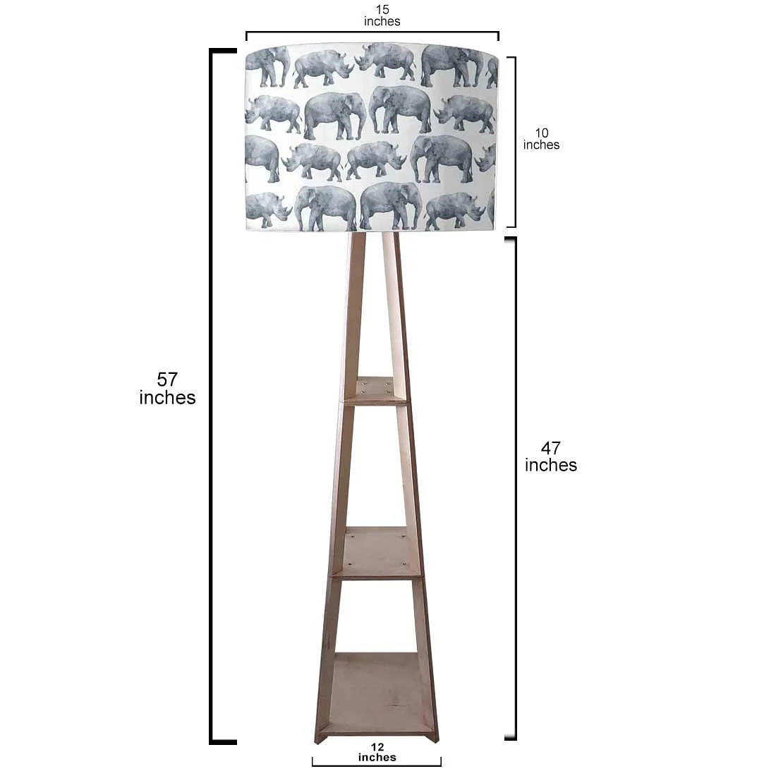 Wooden Shelf Tall Lamps for Living Room - Elephants - Image 5