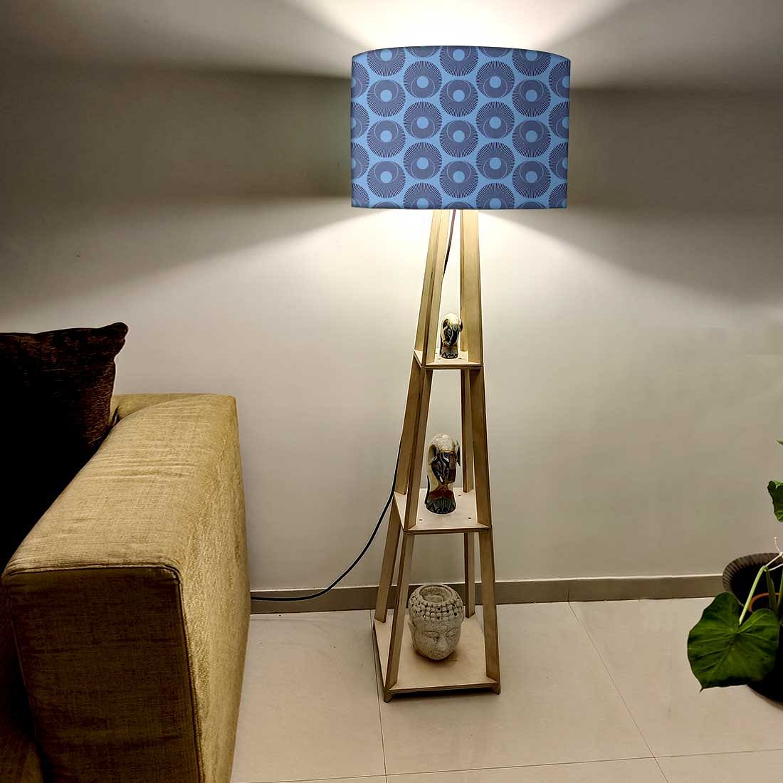 Modern Floor Lamps  -   Blue Retro Pattern - Image 2
