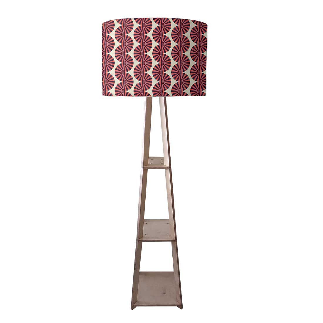 Shelf Tripod Floor Lamp - Brown Retro Pattern