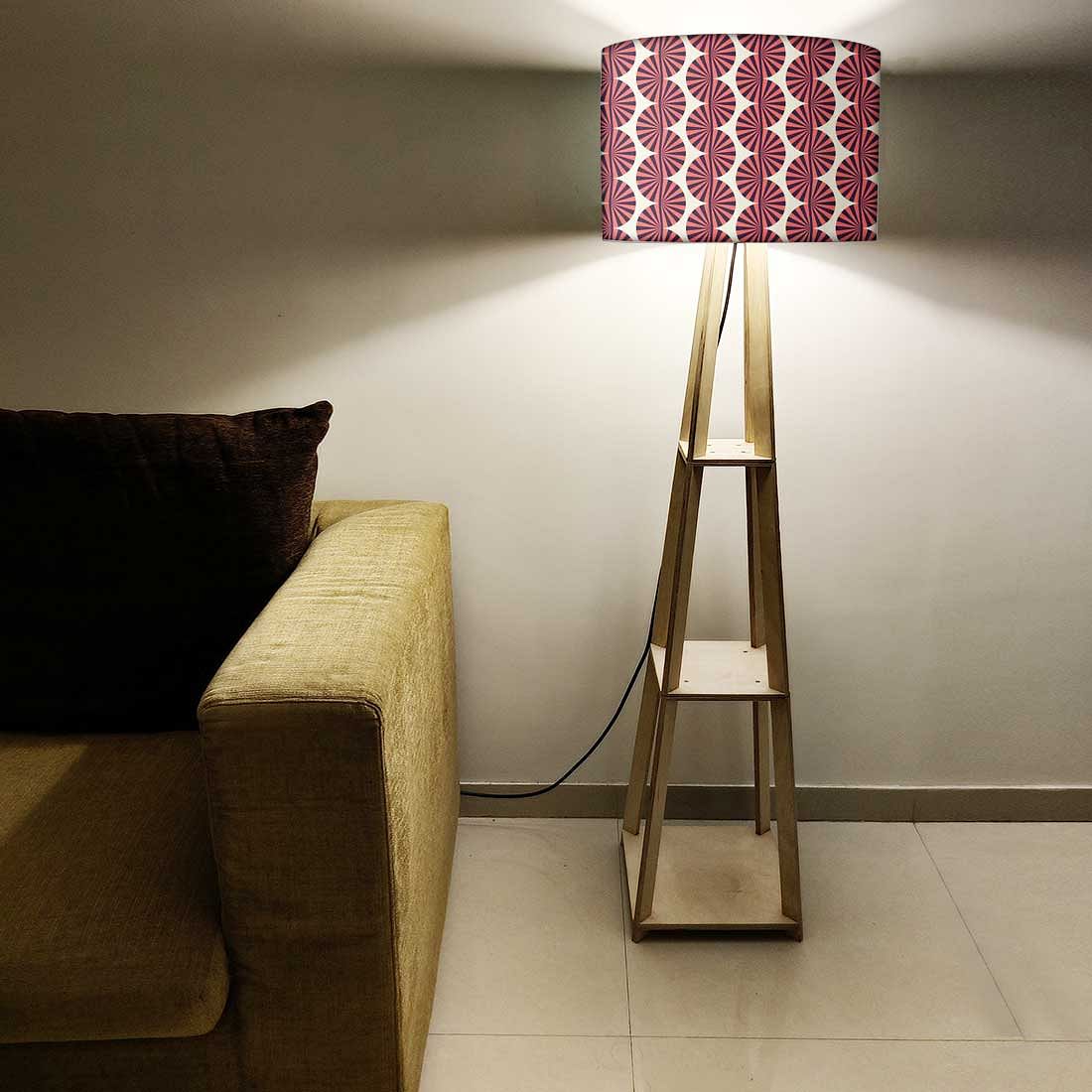 Shelf Tripod Floor Lamp - Brown Retro Pattern - Image 5