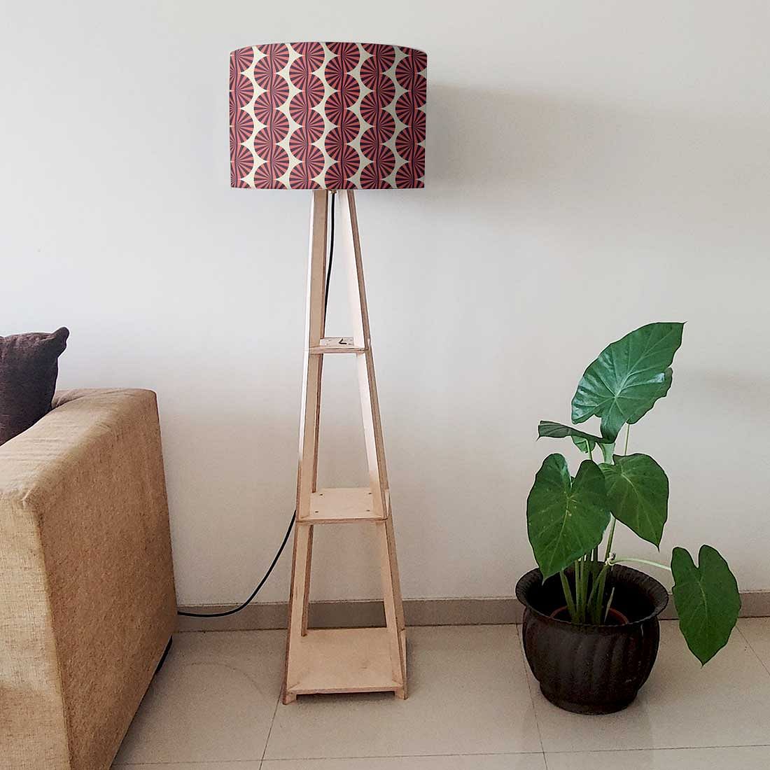 Shelf Tripod Floor Lamp - Brown Retro Pattern - Image 6