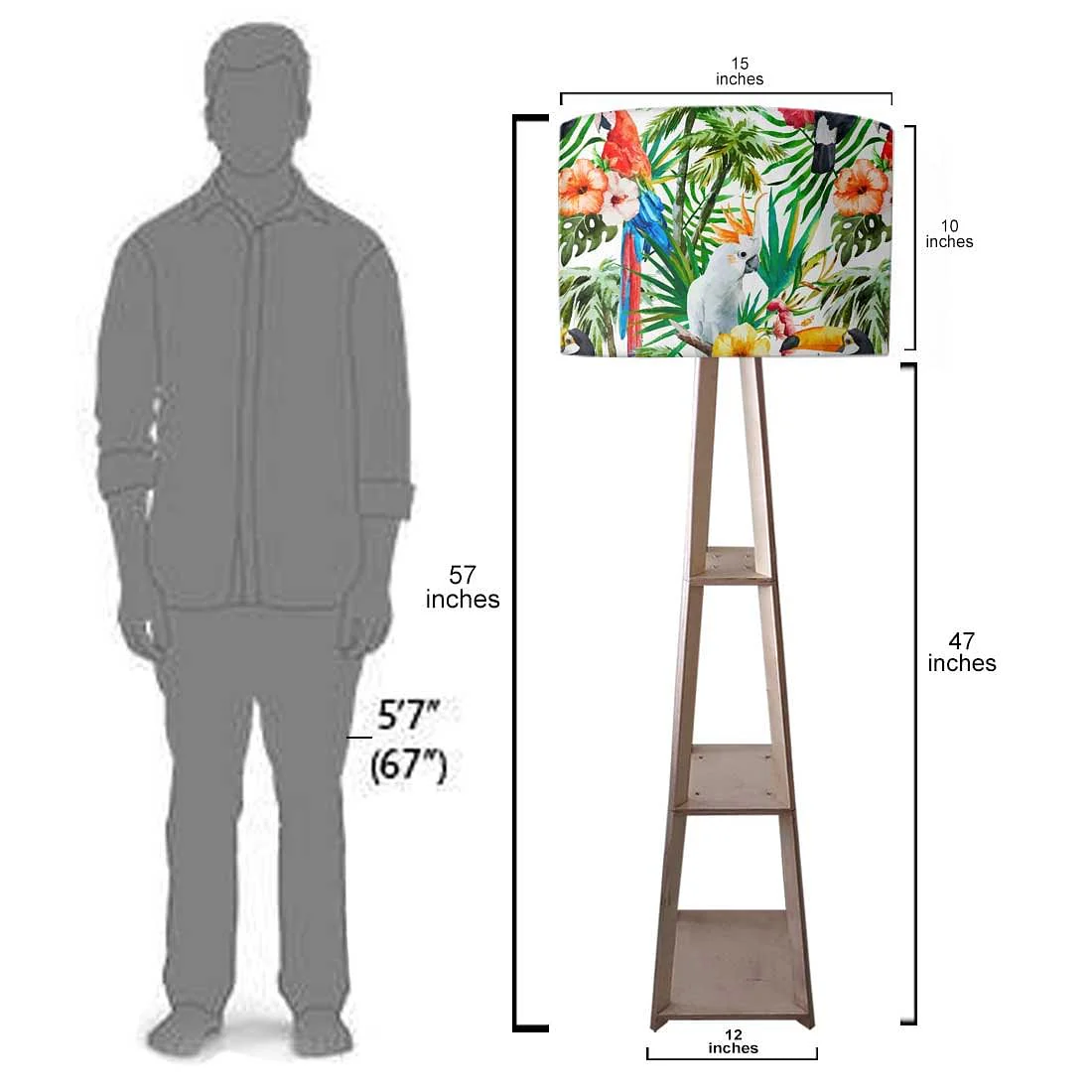 Shelf Tripod Floor Lamp - Brown Retro Pattern - Image 7