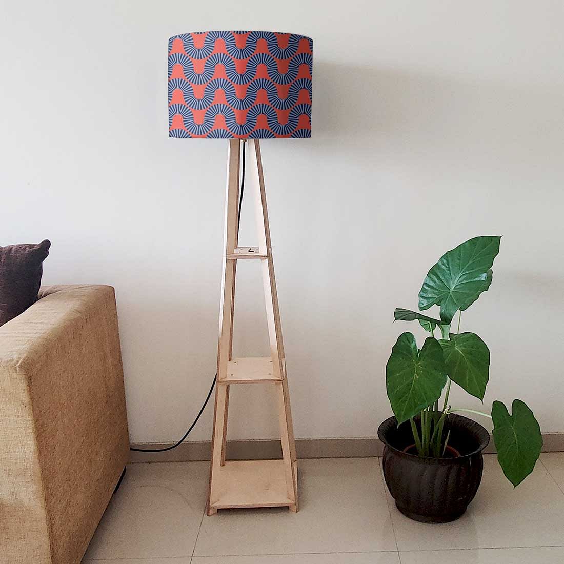 Standing Wooden Tripod Light - Orange Retro Pattern - Image 6
