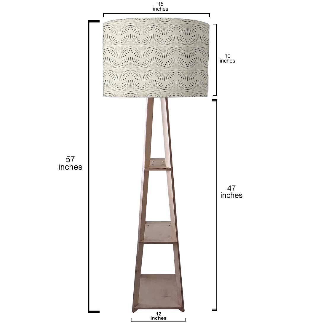 Wooden Tripod Floor Lamp - Grey Retro Pattern - Image 3