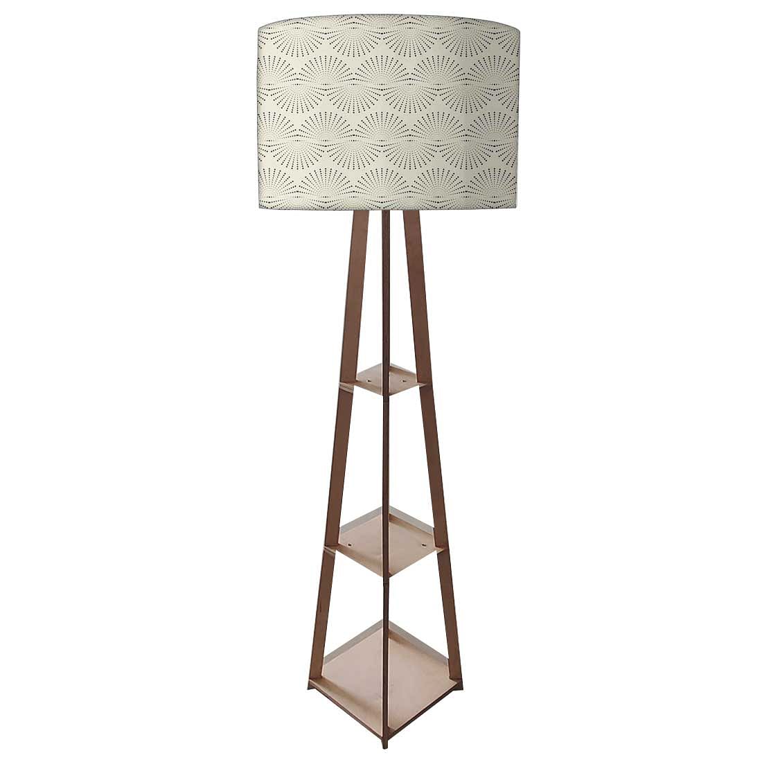 Wooden Tripod Floor Lamp - Grey Retro Pattern - Image 4