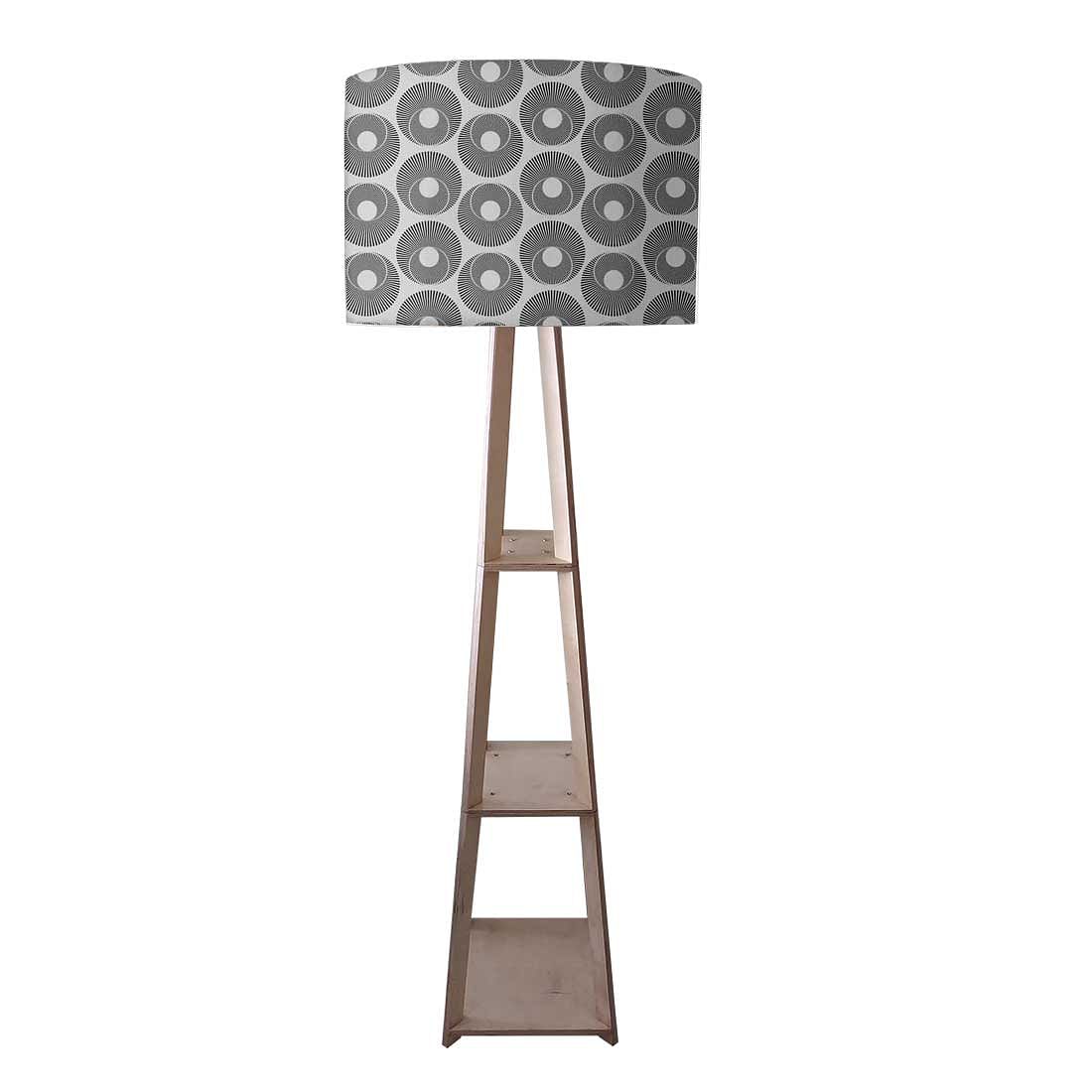 Tall Wooden Standing Lamps - Grey Retro Art