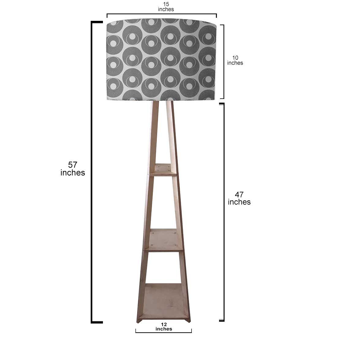 Tall Wooden Standing Lamps - Grey Retro Art - Image 3