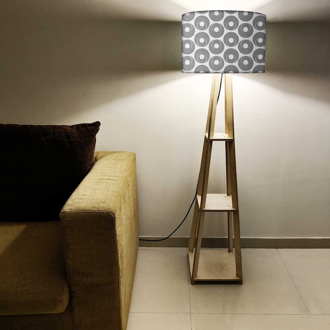 Tall Wooden Standing Lamps - Grey Retro Art - Image 5