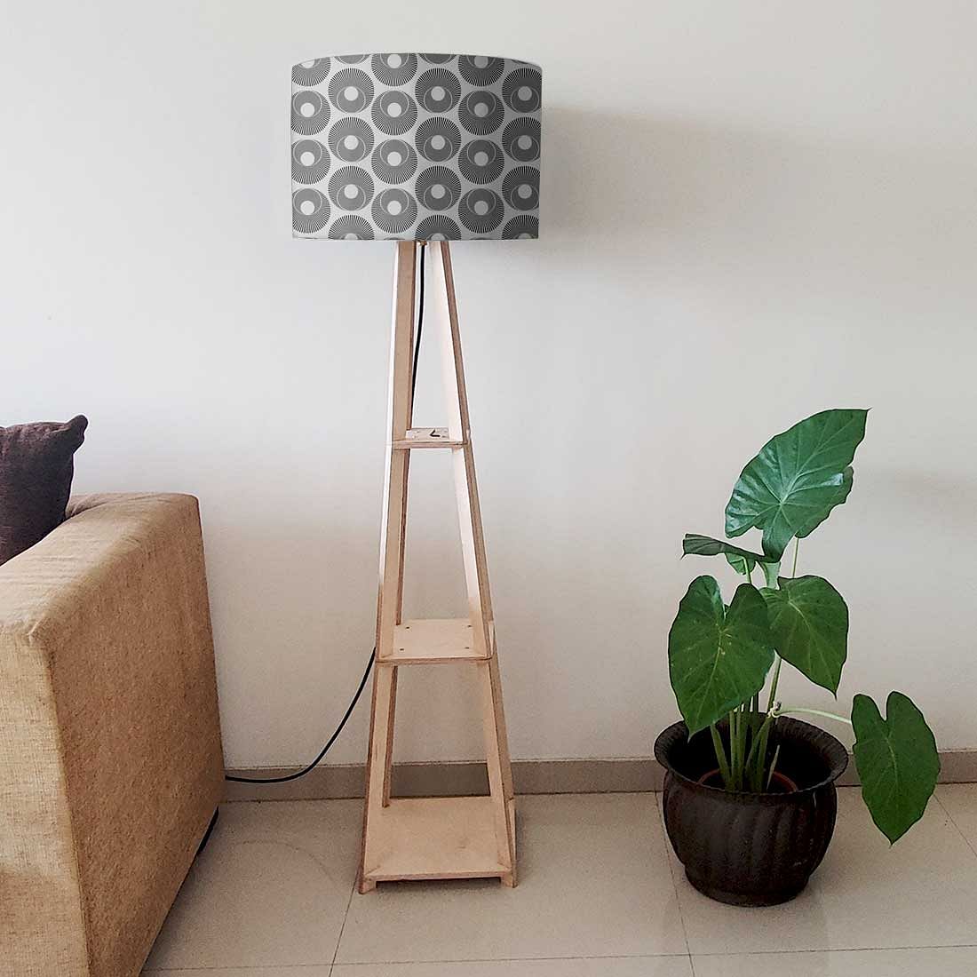 Tall Wooden Standing Lamps - Grey Retro Art - Image 6