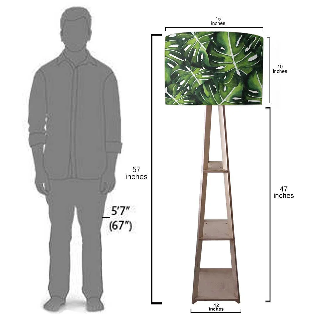 Tall Wooden Standing Lamps - Grey Retro Art - Image 7