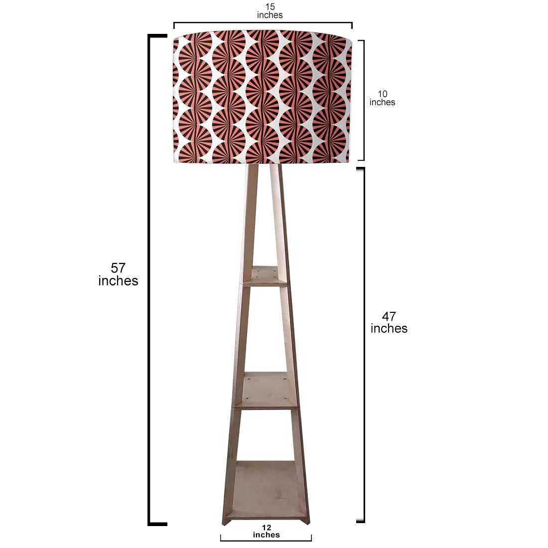 Wooden Corner Lamps with Shelves  -   Brown Retro Art - Image 3