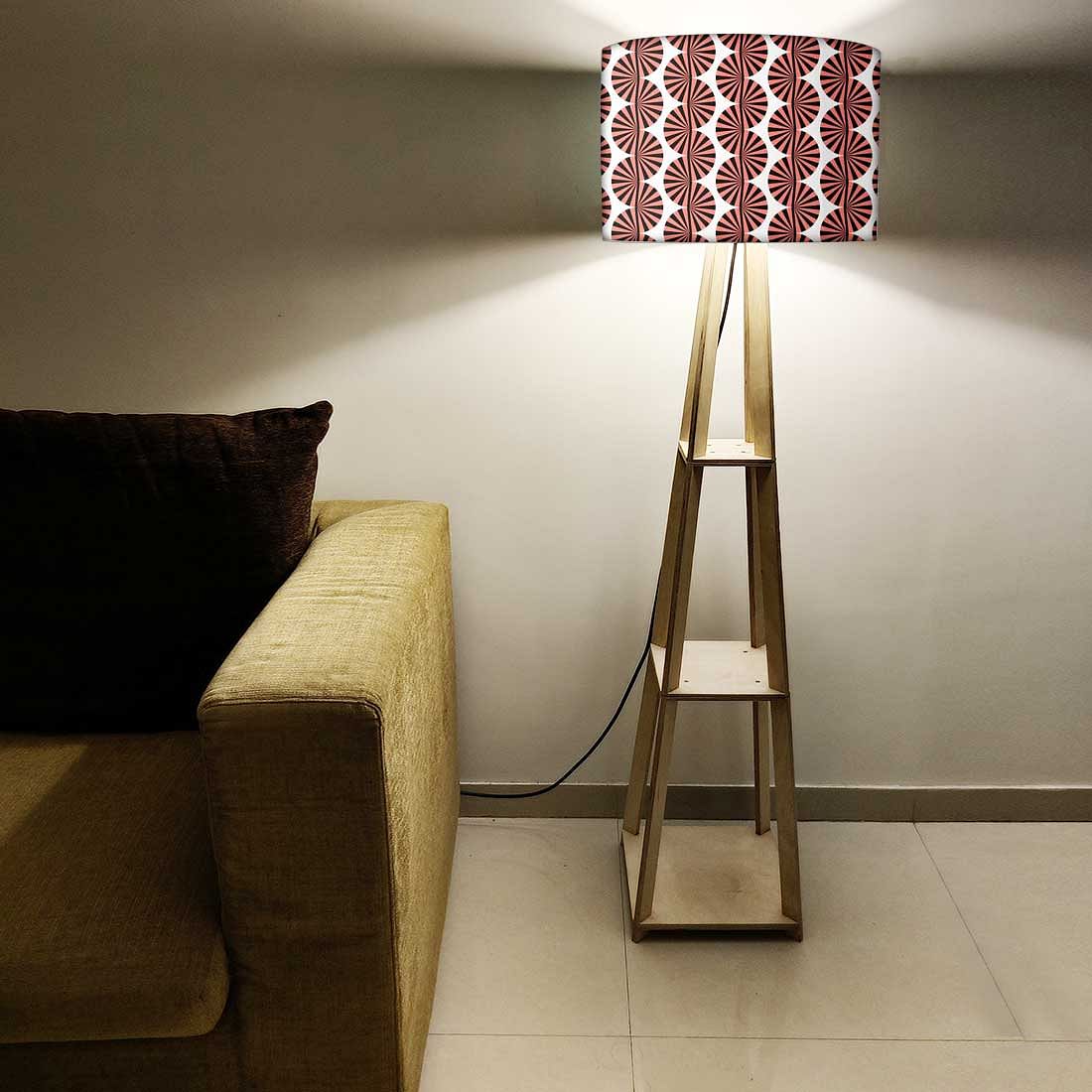 Wooden Corner Lamps with Shelves  -   Brown Retro Art - Image 5