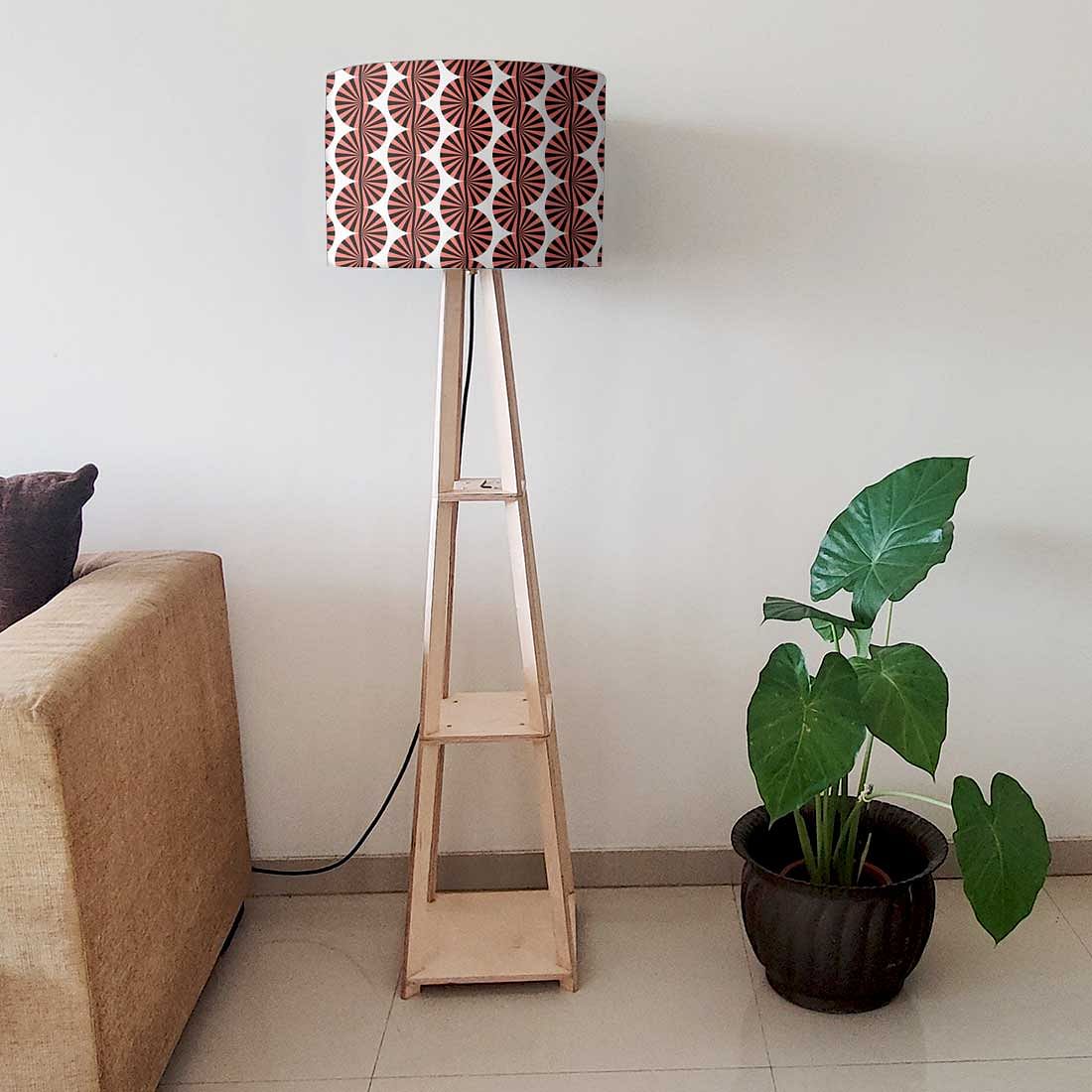 Wooden Corner Lamps with Shelves  -   Brown Retro Art - Image 6