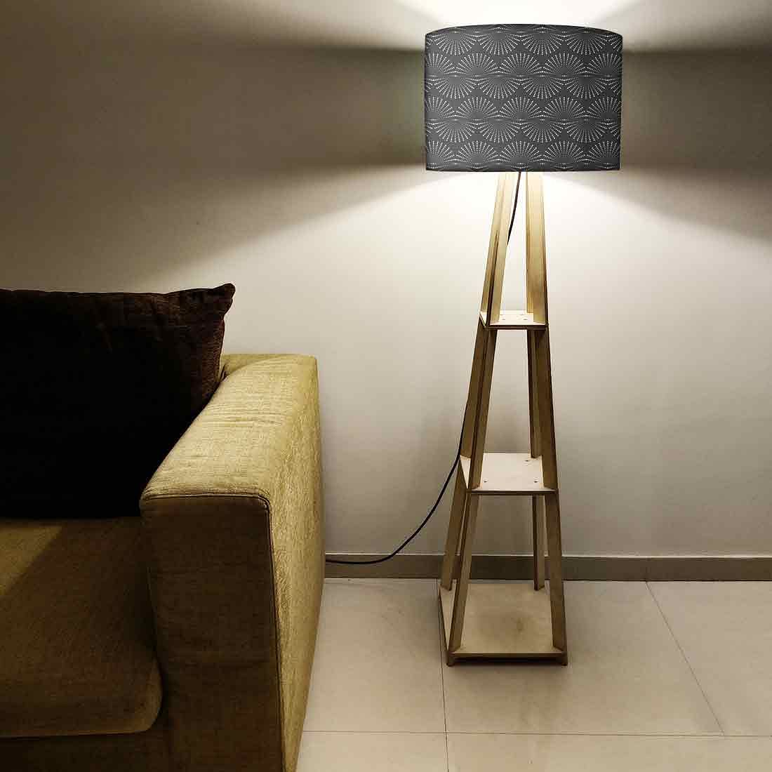 Floor Lamp with Shelves - Black Retro Design - Image 5