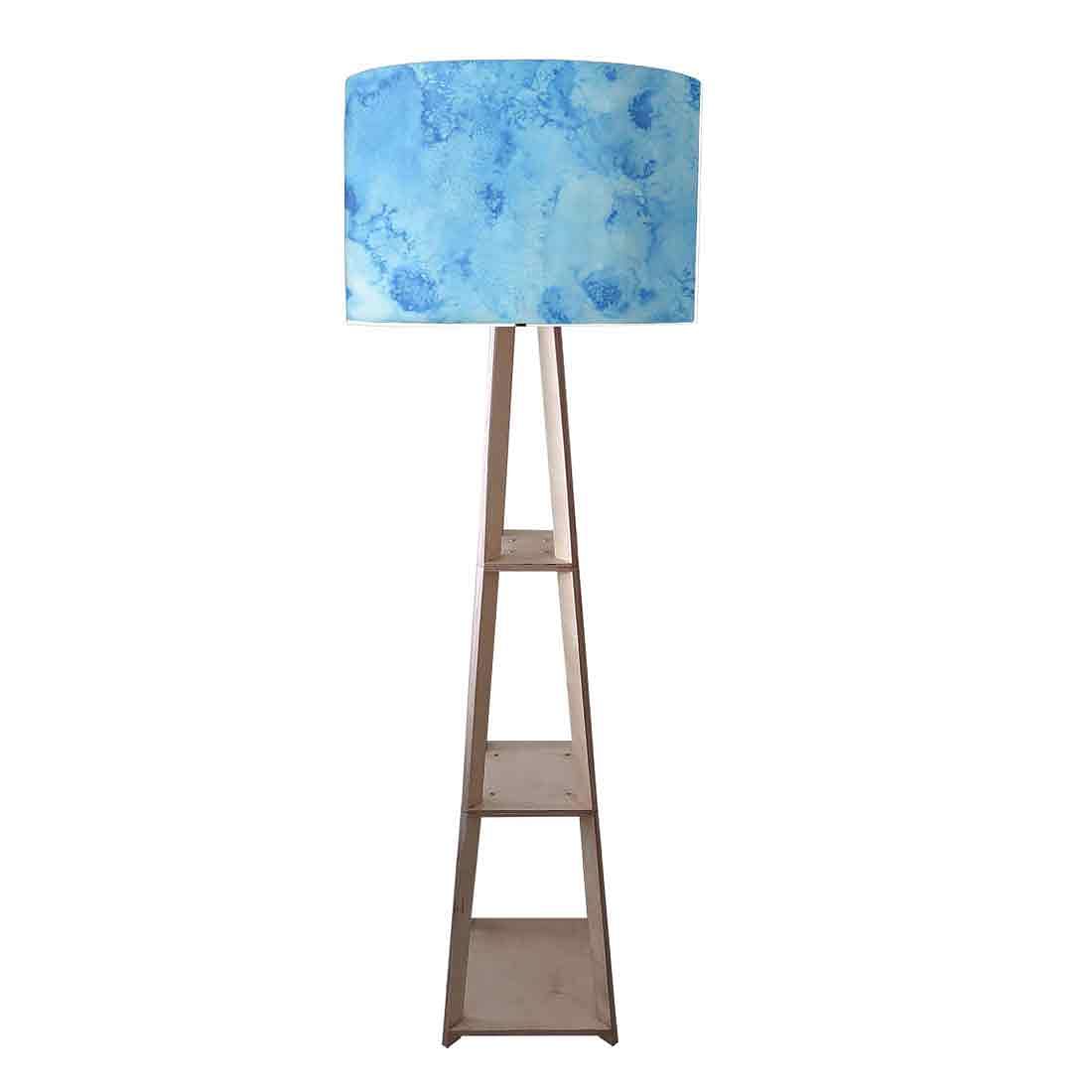 Large Wooden Floor Lamp - Colorful Feathers
