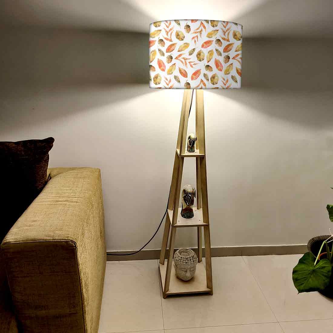 Small Wooden Floor Lamp - Green Leaf - Image 2