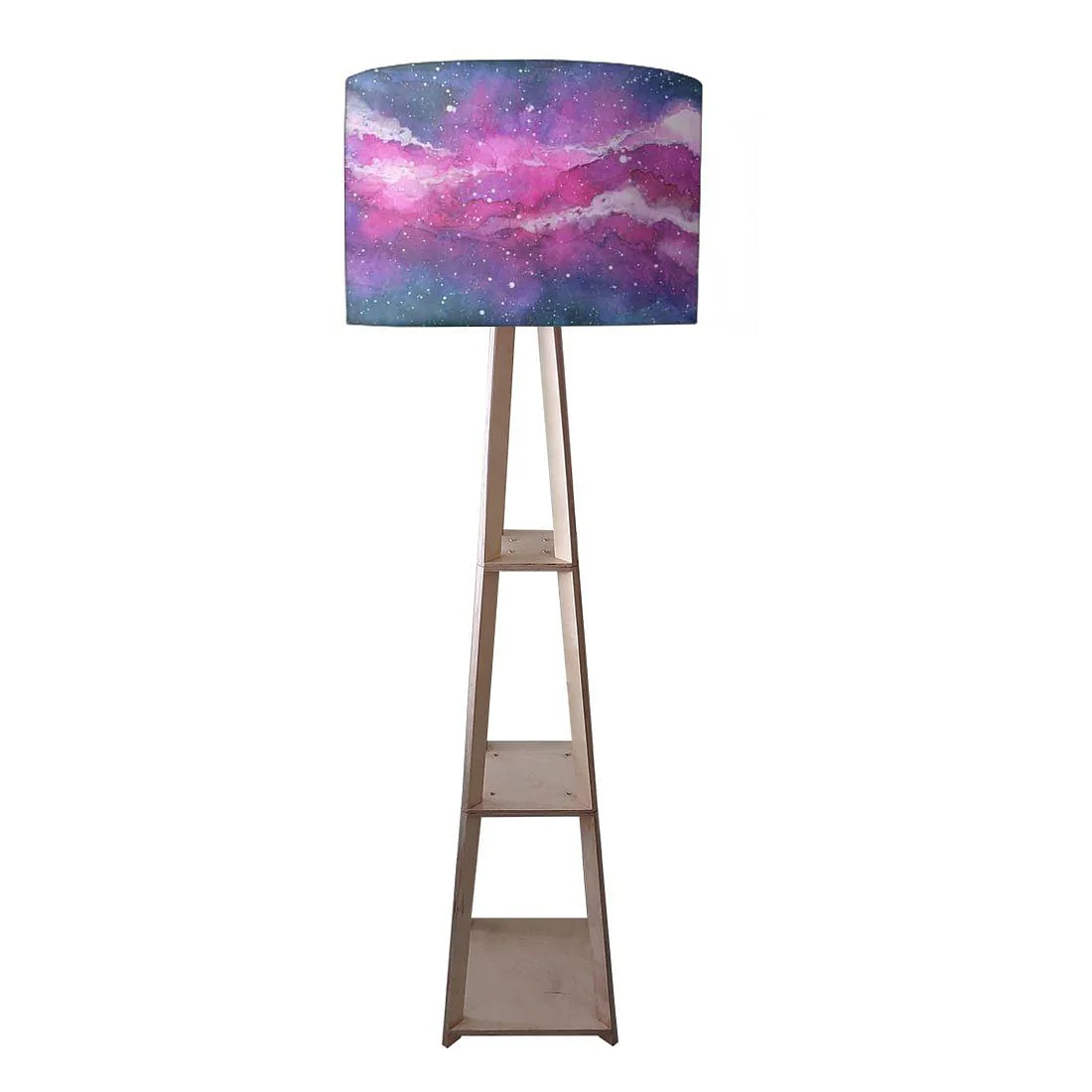 Wooden Shelf Tripod Floor Lamp for Bedroom - Space