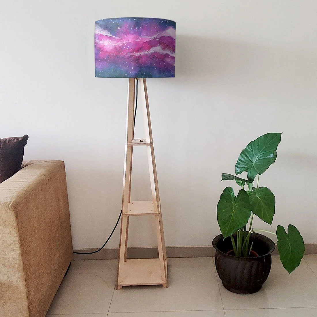 Wooden Shelf Tripod Floor Lamp for Bedroom - Space - Image 6